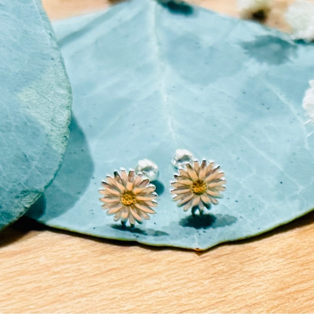 Chic Silver Daisy Earrings